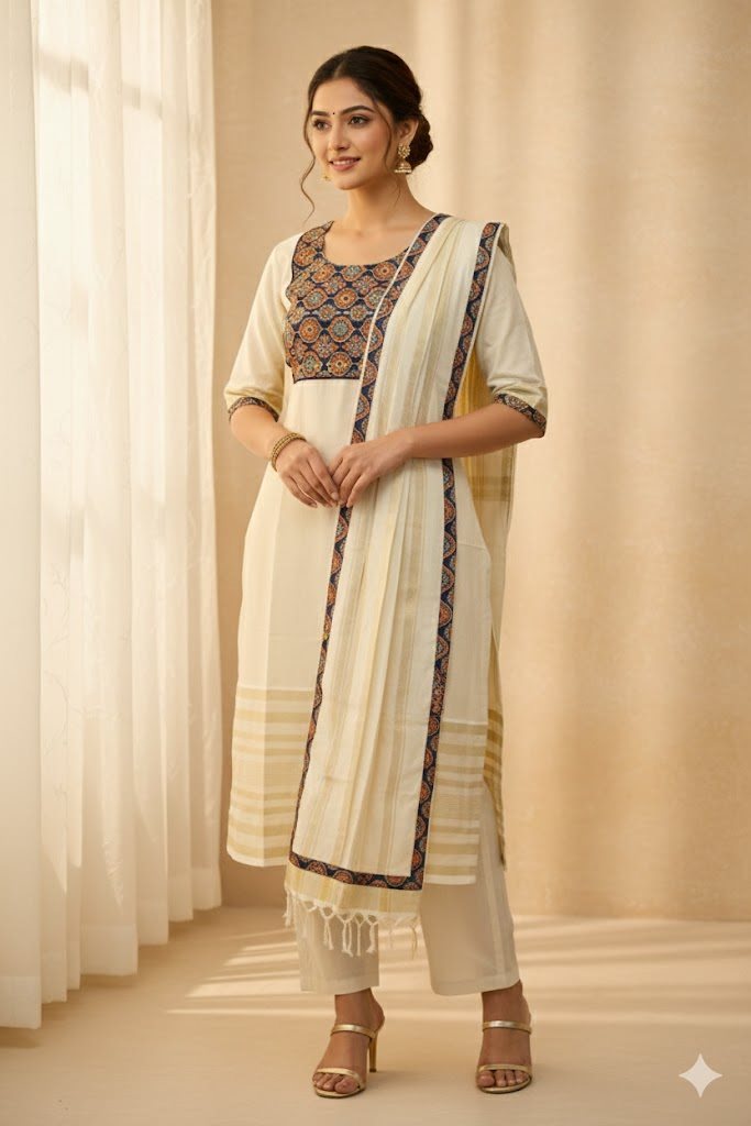 Traditional_Ajrakh_kasavu_dress